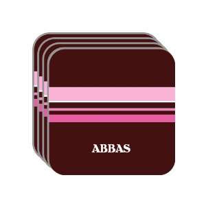 Personal Name Gift   ABBAS Set of 4 Mini Mousepad Coasters (pink 