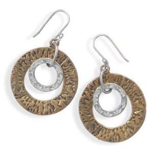  Two Tone Circle Drop Earrings 925 Sterling Silver Jewelry