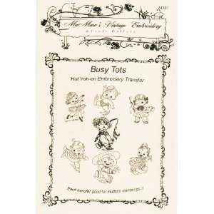  Busy Tots Children at Play Hot Iron Embroidery Transfers 