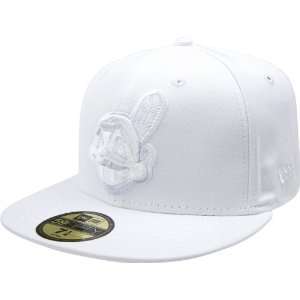  MLB Cleveland Indians White on White 59FIFTY Fitted Cap 