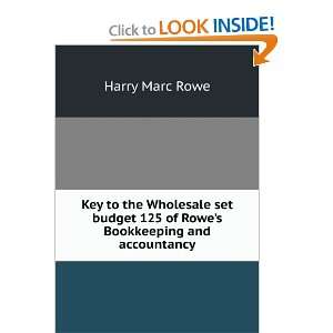  Key to the Wholesale set budget 125 of Rowes Bookkeeping 