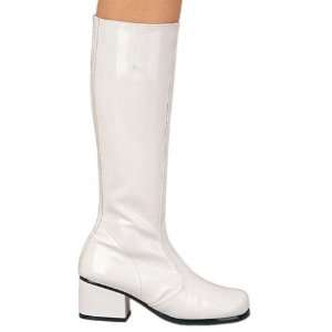 60s 70s White Go Go Fancy Dress Boots Ladies Size US 7 