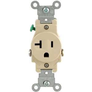    ISP 20 Amp 125 Volt Single Receptacle Electrical Power Outlet, Ivory