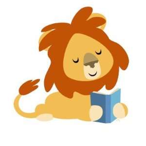  Reading Cartoon Lion round sticker 