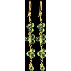  Fine Faceted Peridot Earrings   18 K Gold 