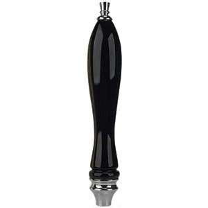  Black Pub Style Tap Handle, with Silver Finial and Ferrule 