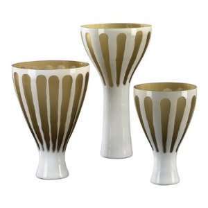  Medium Peds Vase in White and Champagne