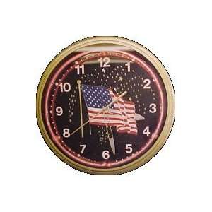 American Flag Neon Clock 20