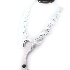   length necklace french touch Interrogation black silvery. Jewelry