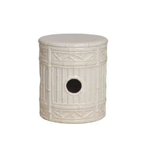   Bamboo Round Ceramic Garden Stool  White Glaze