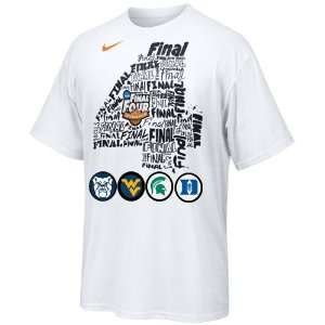 Nike NCAA Mens Basketball 2010 Final Four White 4 Team T shirt 