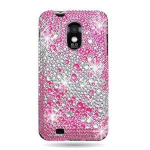 WIRELESS CENTRAL Brand Hard Snap on case With PINK 2 Tones RHINESTONES 
