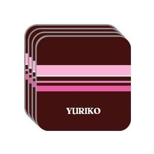 Personal Name Gift   YURIKO Set of 4 Mini Mousepad Coasters (pink 