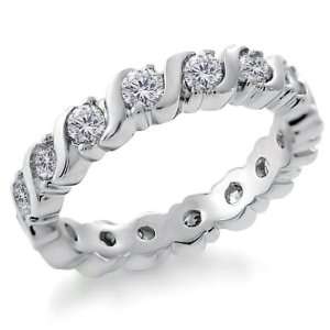   Jewelry Sterling Silver CZ Wave Eternity Ring Band   Size 5 Jewelry