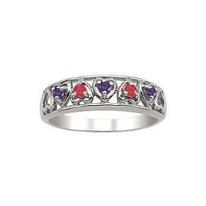 Birthstone Embedded Hearts Ring Jewelry