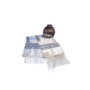    Zion Prima AA Silk Tallit with Stripes and Crowns 