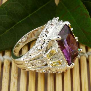 Gorgeous Amethyst Jewelry Gemstone Silver Ring Size sz #8 S08 Hot New 