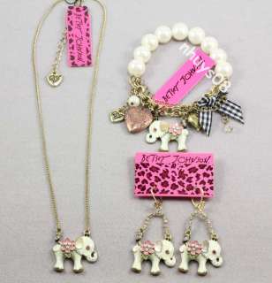 Free Ship Betsey Johnson elephant Bracelet Earrings Necklaces set 
