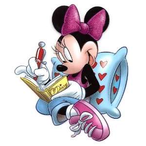 Minnie Mouse writing in diary sitting on pillow Disney Heat Iron On 