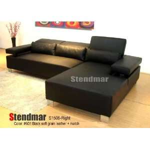  New Modern Black Leather Sectional Sofa Set S1506RB