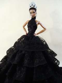 Black Evening Clothes Dress Outfit Gown Candi Silkstone Barbie Fashion 