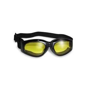  Goggles Shiny Black Frame Yellow Lenses Side Venting, Soft Airy 