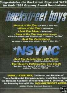 BACKSTREET BOYS and NSYNC 2000 Promo Poster Ad MINT  