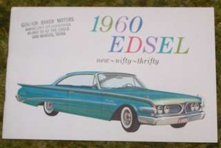 1960 Edsel New Nifty Thrifty Sales Brochure 60  