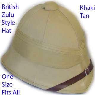 Khaki British Zulu Style Hat Miilitary Safari Helmet  