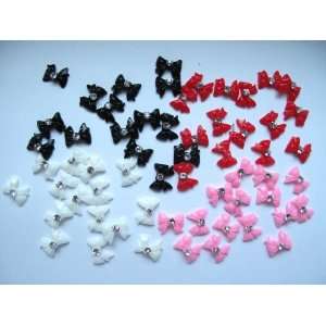 Nail Art 3d 60 Pieces Mix Bow/ Rhinestone for Nails, Cellphones 1cm 