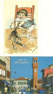 Vintage POSTCARDS Cat and MURANO Italy + Venice CD NR  