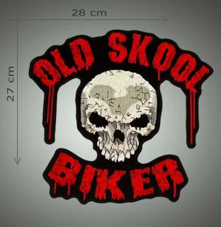 Old skool biker skull   Embroidered patch  
