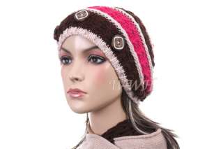 Promo Button Tufted Knit Beanie Hat Winter Cap be451  