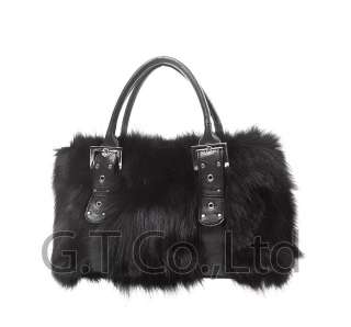 0365 lady’s fox fur briefcase tote bag handbag Jevin satchel purse 