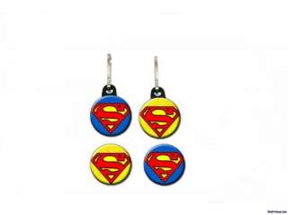 Superman Logo Man of Steel Clark Kent zipper pulls w/ buttons  