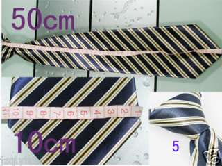 Stripe dress mens ties zipper zip up necktie Blue  