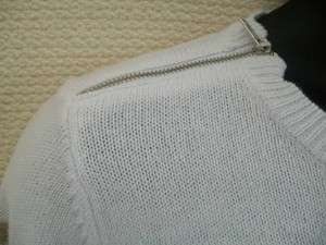 NWT Liz Claiborne White Tan Sweater Zipper Shoulders XL  