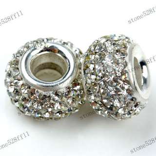 Colors Crystal Swarovski Silver European Spacer Loose Beads Fit Charm 