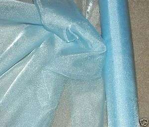 SPARKLE ORGANZA FABRIC LIGHT BLUE 45  BY THE YARD  