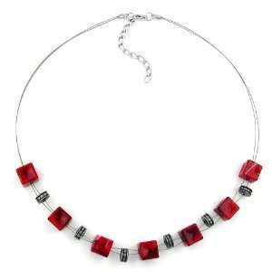  Necklace, Red Cube, 45cm DE NO Jewelry