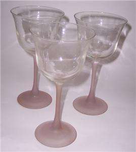 Cris Darques Durand 3 Wine Glass Americana Pink Frosted  