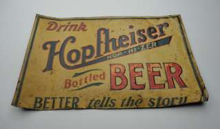 Vintage Hopfheiser Bottled Beer Tin Sign Hop Hi Zer  