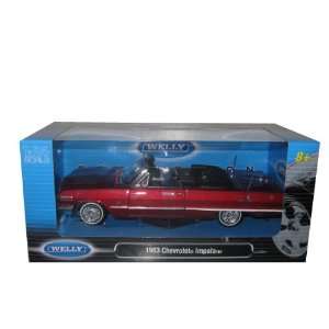  1963 Chevrolet Impala Convertible Lowrider Red 124 Toys & Games