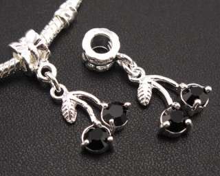 26 Black Crystal cherry Beads fit Bracelet f#1058  