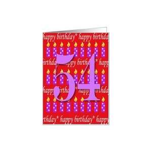  54 Years Old Lit Candle Happy Birthday Card Toys & Games