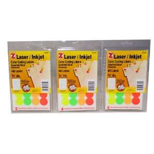  1440 Z Color Coding Labels Neon 3/4 Round Stickers