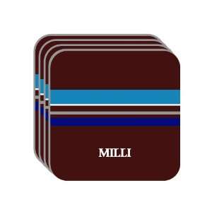 Personal Name Gift   MILLI Set of 4 Mini Mousepad Coasters (blue 