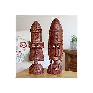  NOVICA Ashanti wood masks, Ancestral (pair)