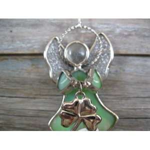    GANZ STAINED GLASS ANGEL ORNAMENT  GOOD LUCK 