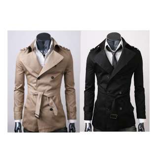   FANCYQUBE MENS CASUAL DOUBLE BREASTED TRENCH COAT SLIM FIT 1284  